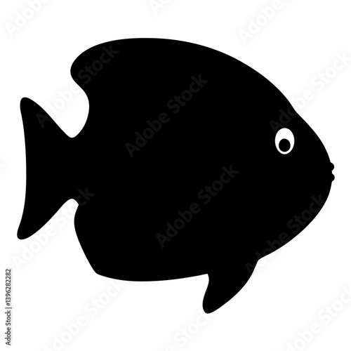 otocinclus fish black silhouette of a moorish idol fish aquatic animal ocean life- simple black silhouette of a otocinclus fish tropical sea life animal icon,