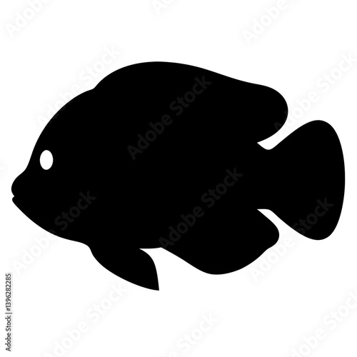oscar fish black silhouette of a moorish idol fish aquatic animal ocean life- simple black silhouette of a oscar fish tropical sea life animal icon,