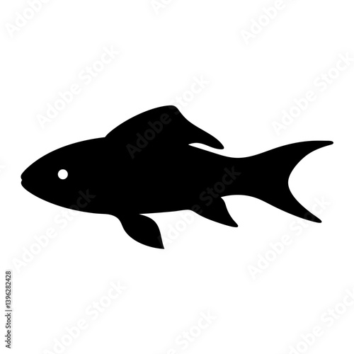plecostomus fish black silhouette of a moorish idol fish aquatic animal ocean life- simple black silhouette of a plecostomus fish tropical sea life animal icon,