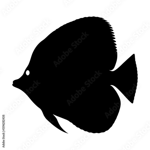 plecostomus fish black silhouette of a moorish idol fish aquatic animal ocean life- simple black silhouette of a plecostomus fish tropical sea life animal icon,