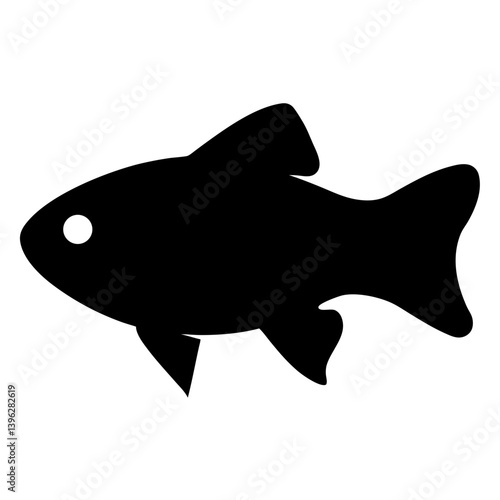 siamese algae eater fish black silhouette of a moorish idol fish aquatic animal ocean life- simple black silhouette of a siamese algae eater fish tropical sea life animal icon,