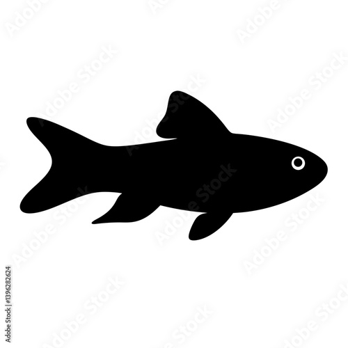 siamese algae eater fish  black silhouette of a moorish idol fish aquatic animal ocean life- simple black silhouette of a siamese algae eater fish  tropical sea life animal icon,