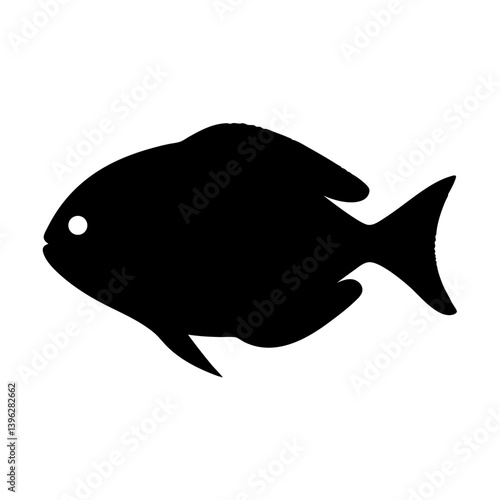 silver dollar fish black silhouette of a moorish idol fish aquatic animal ocean life- simple black silhouette of a silver dollar fish tropical sea life animal icon,