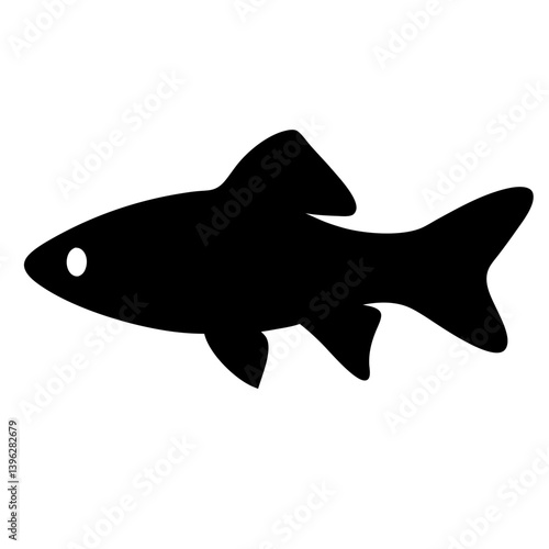 swordtail fish black silhouette of a moorish idol fish aquatic animal ocean life- simple black silhouette of a swordtail fish tropical sea life animal icon,