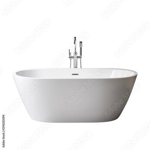 Elegant sanitary ware bathtub on cutout background modern bathroom design minimalist style