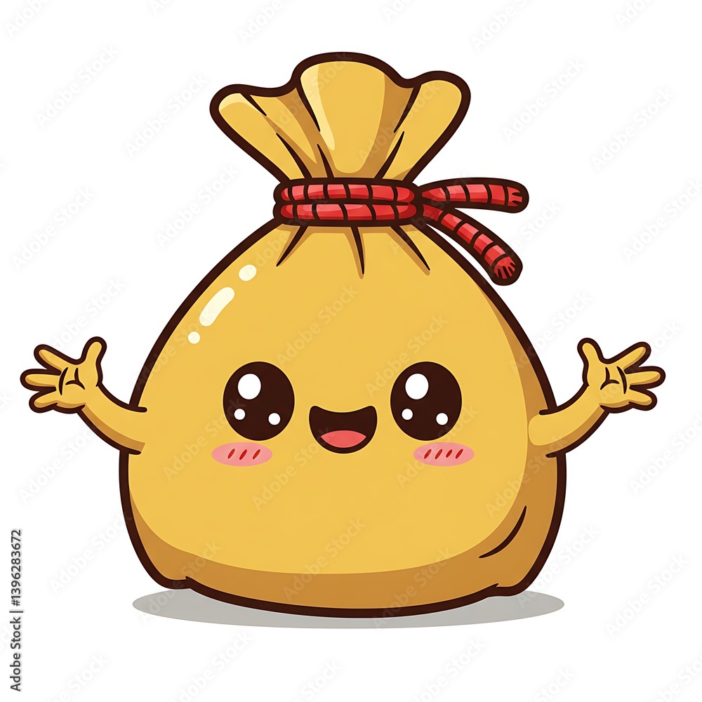 Obraz premium Cartoon Money Bag with Big Eyes and Open Arms