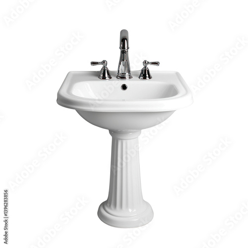 Elegant sanitary ware pedestal sink with cutout background for modern bathrooms