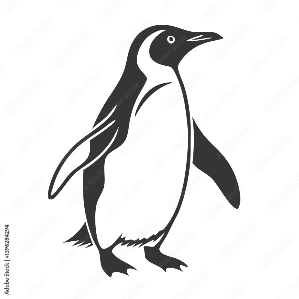 Obraz premium Cute Cartoon Penguin Collection – Vector Set with Ice Cream, Heart Balloon, Speech Bubble, Sign, and Arctic Scene.