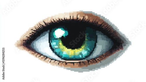 Pixelated Eye Artwork Digital Illustration of a Human Eye with Intricate Details and Vibrant C