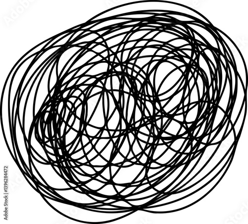 Messy circular scribble with overlapping loops