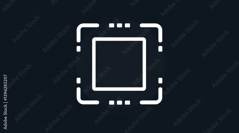 QR Code Scanner Icon on Dark Background Digital Scan Barcode Reader Technology Symbol QR Code Scanner Icon on Dark Background Digital Scan Barcode Reader Technology Symbol