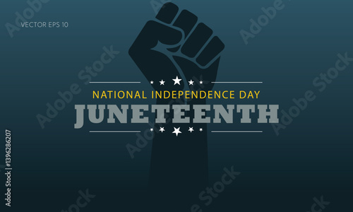 Juneteenth Fist with Yellow Independence Text
