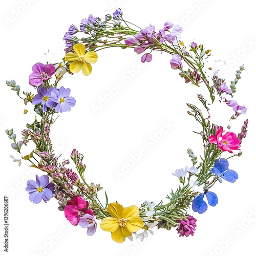 Floral crown made of wild spring flowers, Transparent Image