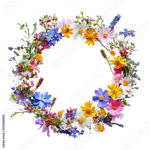 Floral crown made of wild spring flowers, Transparent Image