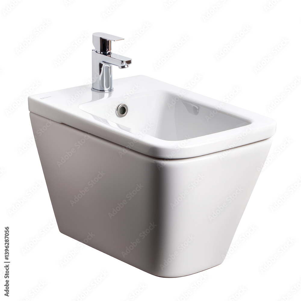 Fototapeta premium Innovative sanitary ware bidet design modern bathroom cutout background minimalist style clean lines