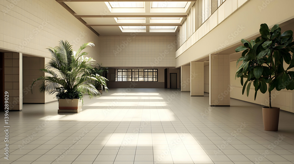 Fototapeta premium Empty Light Beige Modern Hallway