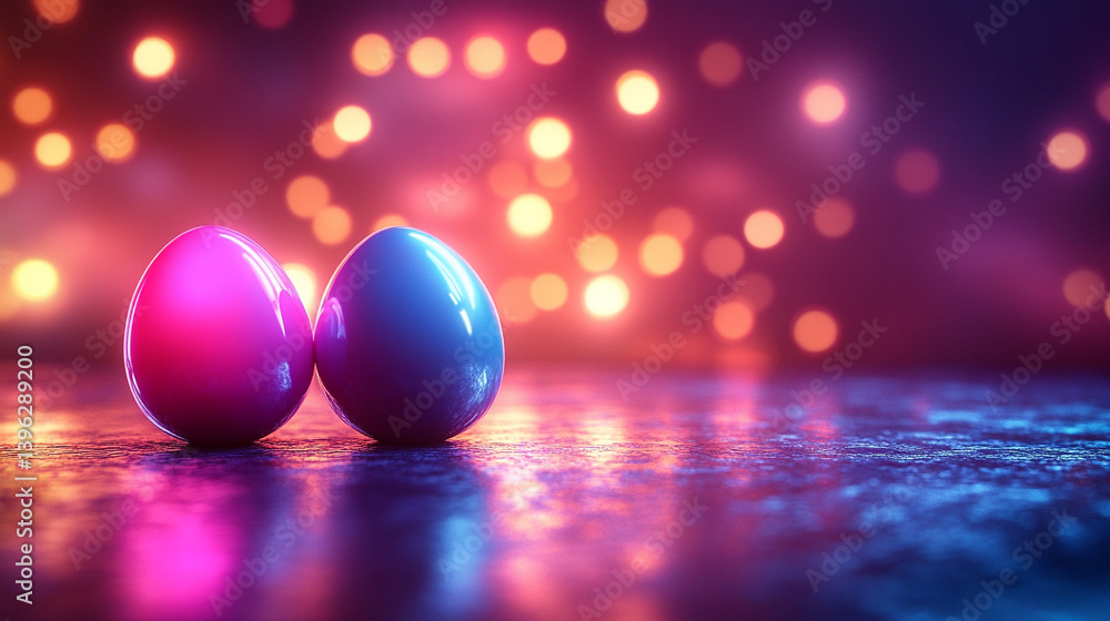 Futuristic neon glowing eggs in sci-fi cyberpunk style with vibrant lights and reflections on a dark high-tech surface, symbolizing technology, innovation, and a digital future.
Futuristic neon glowing eggs in sci-fi cyberpunk style with vibrant lights and reflections on a dark high-tech surface, symbolizing technology, innovation, and a digital future.