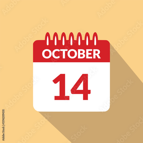 October 14 Calendar icon vector illustration.