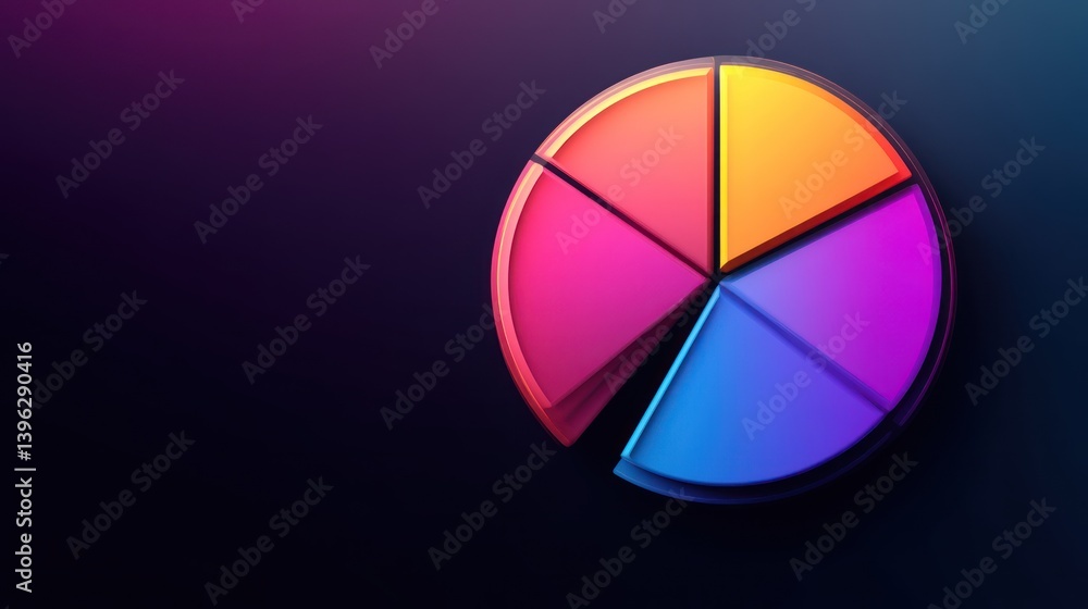 Obraz premium Vibrant Gradient Pie Chart with Colorful Segments for Data Visualization and Design Projects