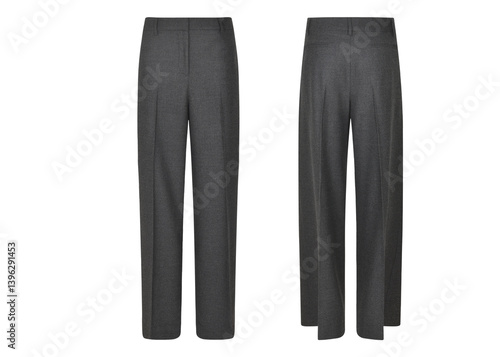 Female Beige Pants, tan wide pants, sweatpants mockup, front and back view, transparent background	