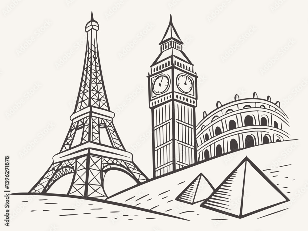 Obraz premium doodle around the world