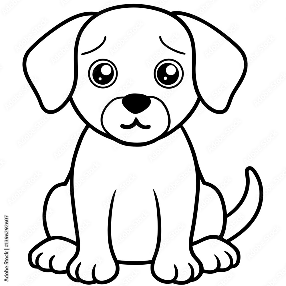 Sad Puppy Coloring Page – Cute Dog Line Art Printable for Kids Sad Puppy Coloring Page – Cute Dog Line Art Printable for Kids