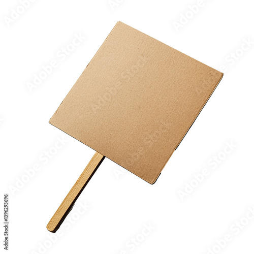 Folded protest sign with wood stick lying flat, Transparent Image