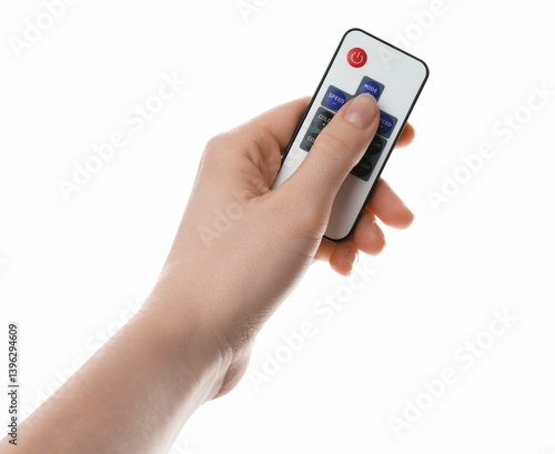 Wallpaper Mural Woman with modern lighting remote control on white background, closeup Torontodigital.ca