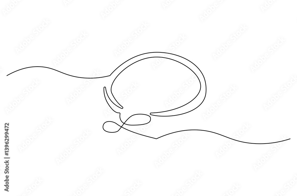 Obraz premium Continuous one line drawing of speech bubble. Single line drawing illustration of bubble frame for text. Balloon dialog speak concept vector art. Doodle line illustration.