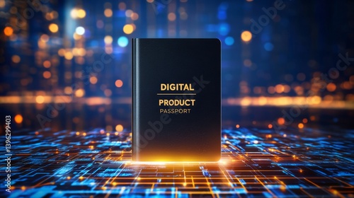 A stunning digital product passport is showcased against a futuristic background, symbolizing the importance of digital identity and rapid technological advancements in todays evolving world