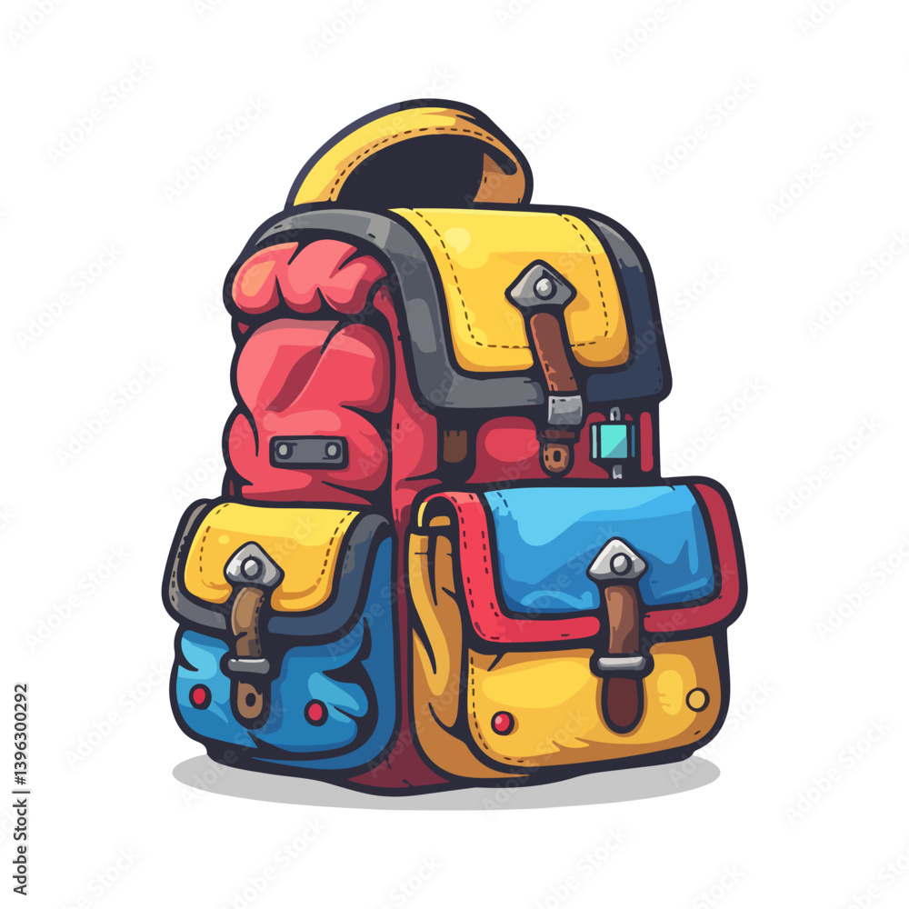 Fototapeta premium Colorful Adventure Backpack Illustration Ready for Exploring and Travel Outdoors