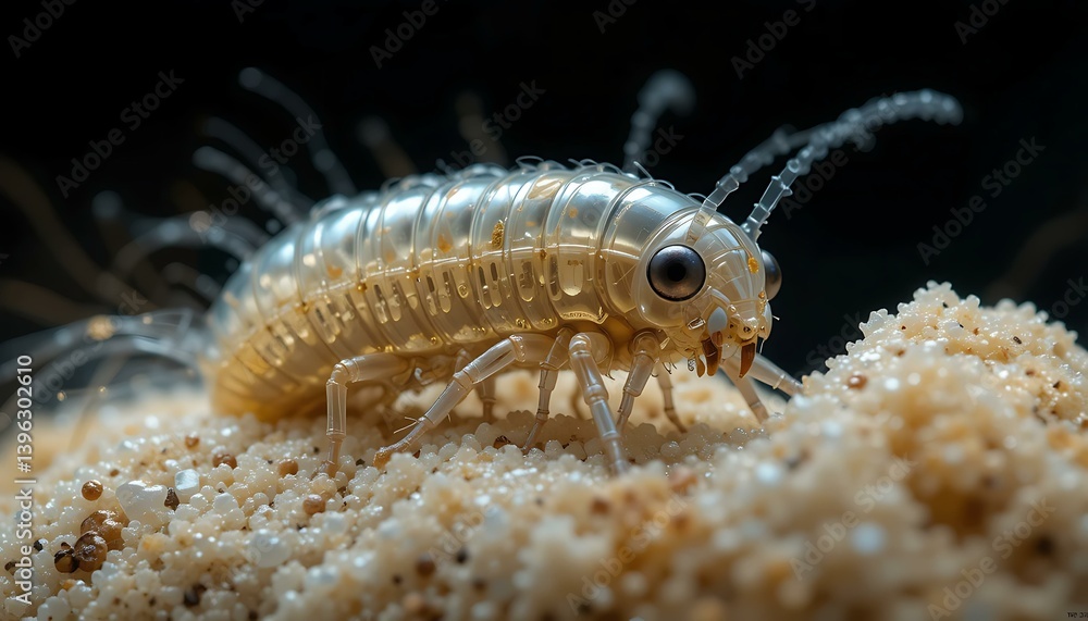 Stunning Macro Photo of a Translucent Sand Isopod Crustacean Stunning Macro Photo of a Translucent Sand Isopod Crustacean