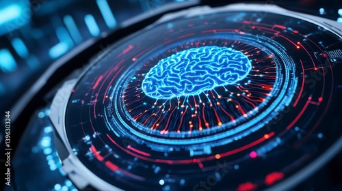 Wallpaper Mural Futuristic Digital Brain Interface on Abstract Technology Background Torontodigital.ca