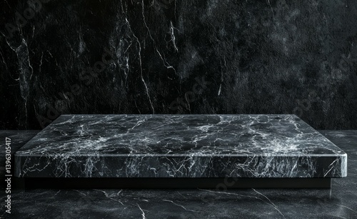 Obraz na płótnie A black marble countertop with a black wall behind it w salonie