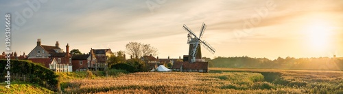 Obraz na płótnie Cley Windmill at sunset in the village of Cley, Norfolk, UK w salonie