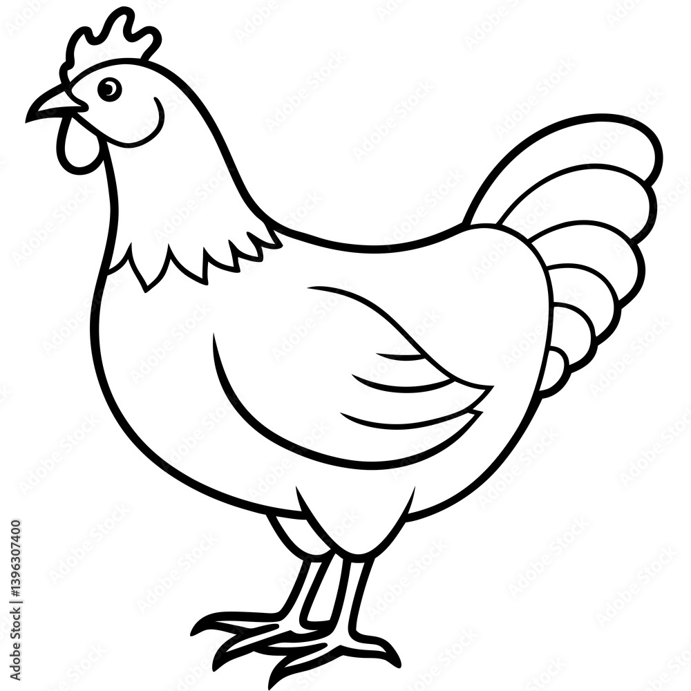 Minimal Chicken Vector Illustration on White Background Minimal Chicken Vector Illustration on White Background