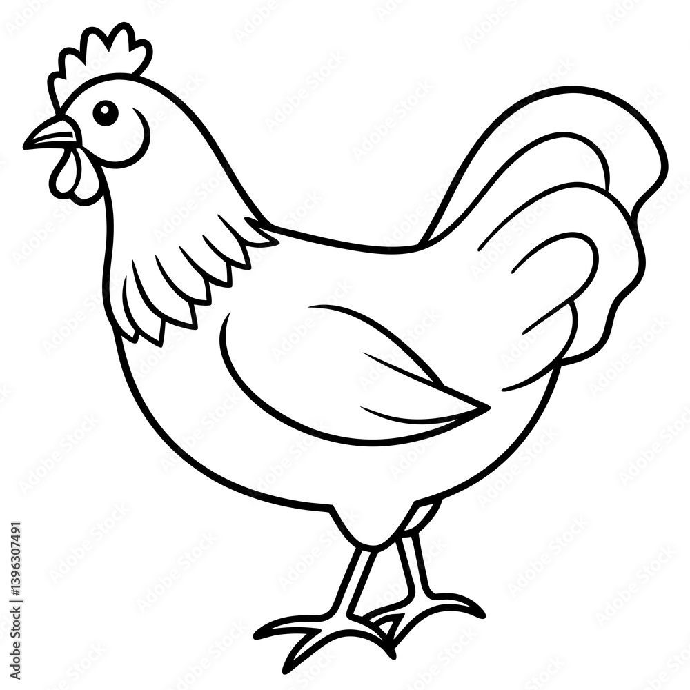 Minimal Chicken Vector Illustration on White Background Minimal Chicken Vector Illustration on White Background