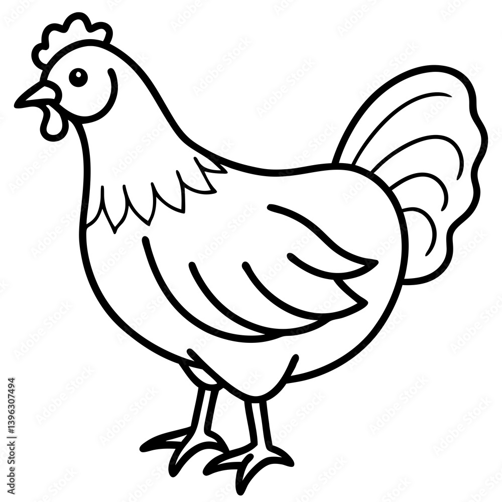 Minimal Chicken Vector Illustration on White Background Minimal Chicken Vector Illustration on White Background