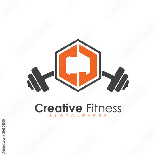 Free Download initial monogram for Fitness logo with Polygon style design - GFXLoad
