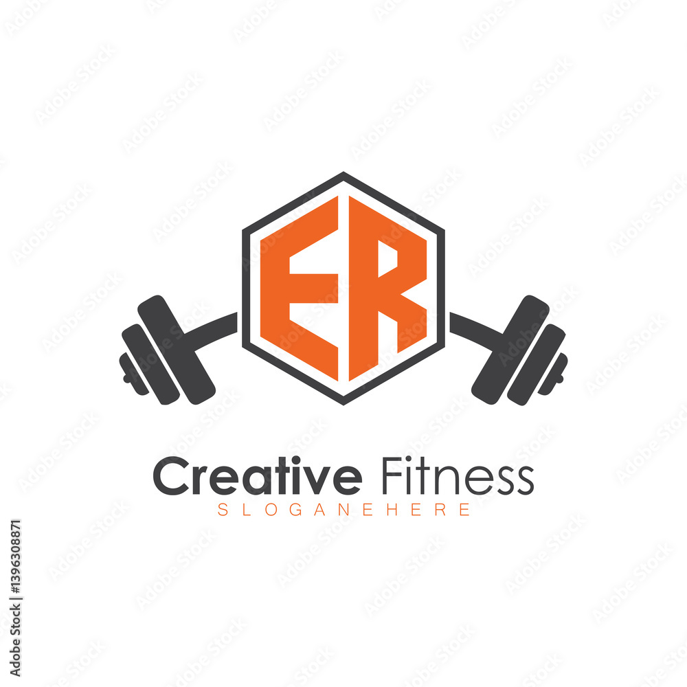 Obraz premium initial monogram for Fitness logo with Polygon style design