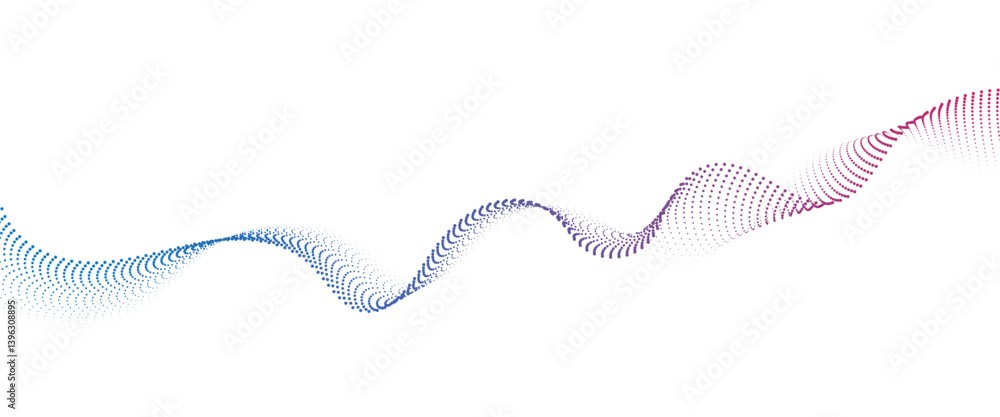 Flowing Dot Wave halftone gradient pattern on transparent background