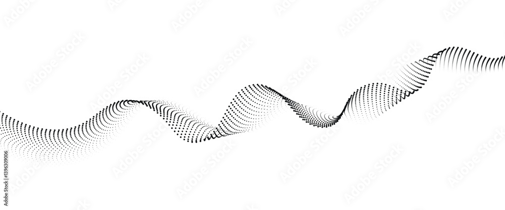 Flowing Dot Wave halftone gradient pattern on transparent background