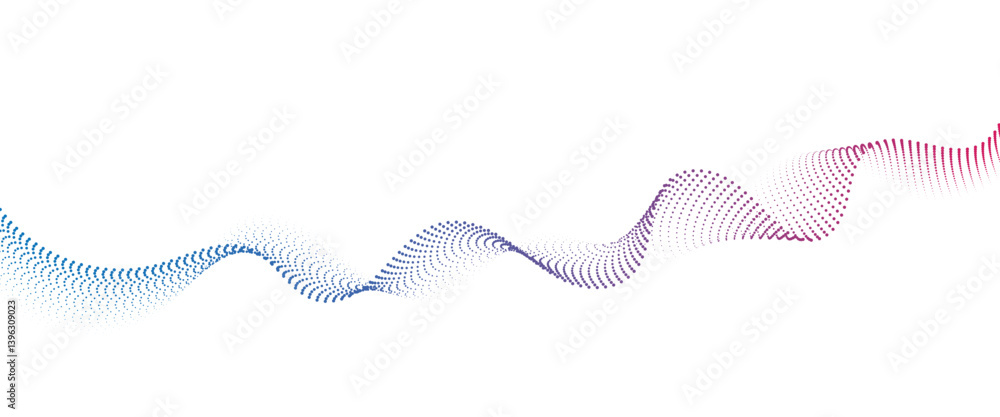 Flowing Dot Wave halftone gradient pattern on transparent background
