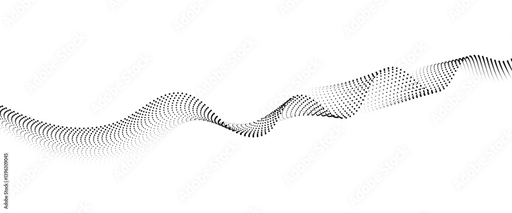 Flowing Dot Wave halftone gradient pattern on transparent background