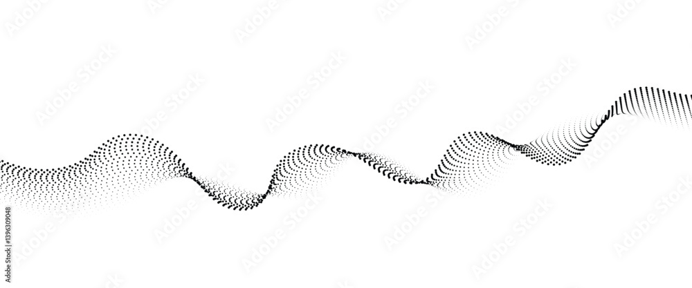 Flowing Dot Wave halftone gradient pattern on transparent background