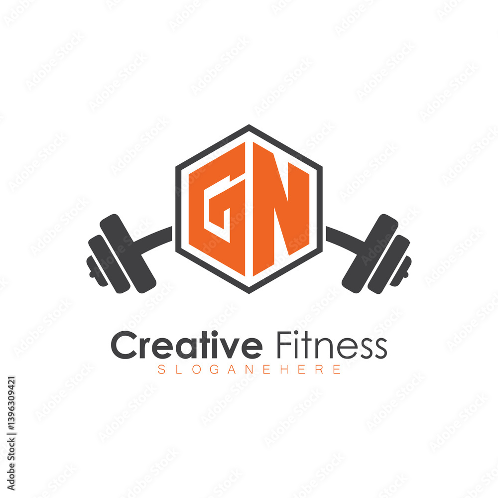 Fototapeta premium initial monogram for Fitness logo with Polygon style design