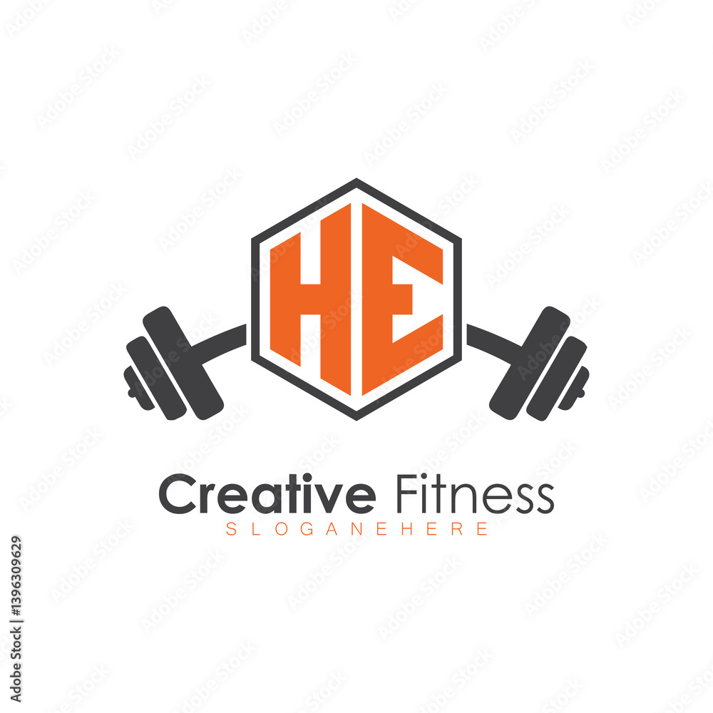 Obraz premium initial monogram for Fitness logo with Polygon style design
