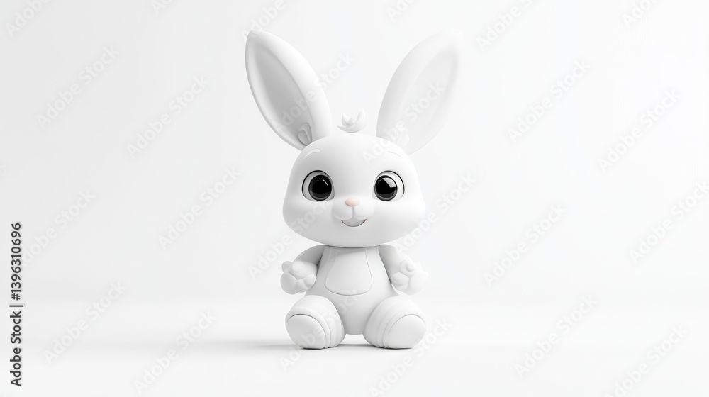 White Bunny Rabbit Minimalist Style, High-Quality Render, Front Center Shot, Smooth Surface Texture, Sitting Pose, Pure White Background, Calm Peaceful Mood, Ideal for Easter Greetings White Bunny Rabbit Minimalist Style, High-Quality Render, Front Center Shot, Smooth Surface Texture, Sitting Pose, Pure White Background, Calm Peaceful Mood, Ideal for Easter Greetings