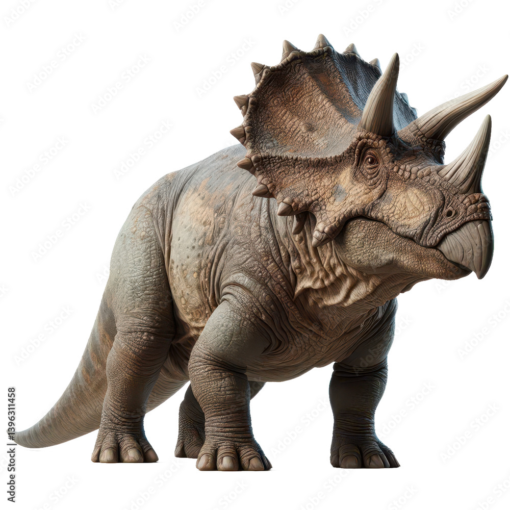 Fototapeta premium A realistic-looking model of a Triceratops dinosaur. Transparent background
