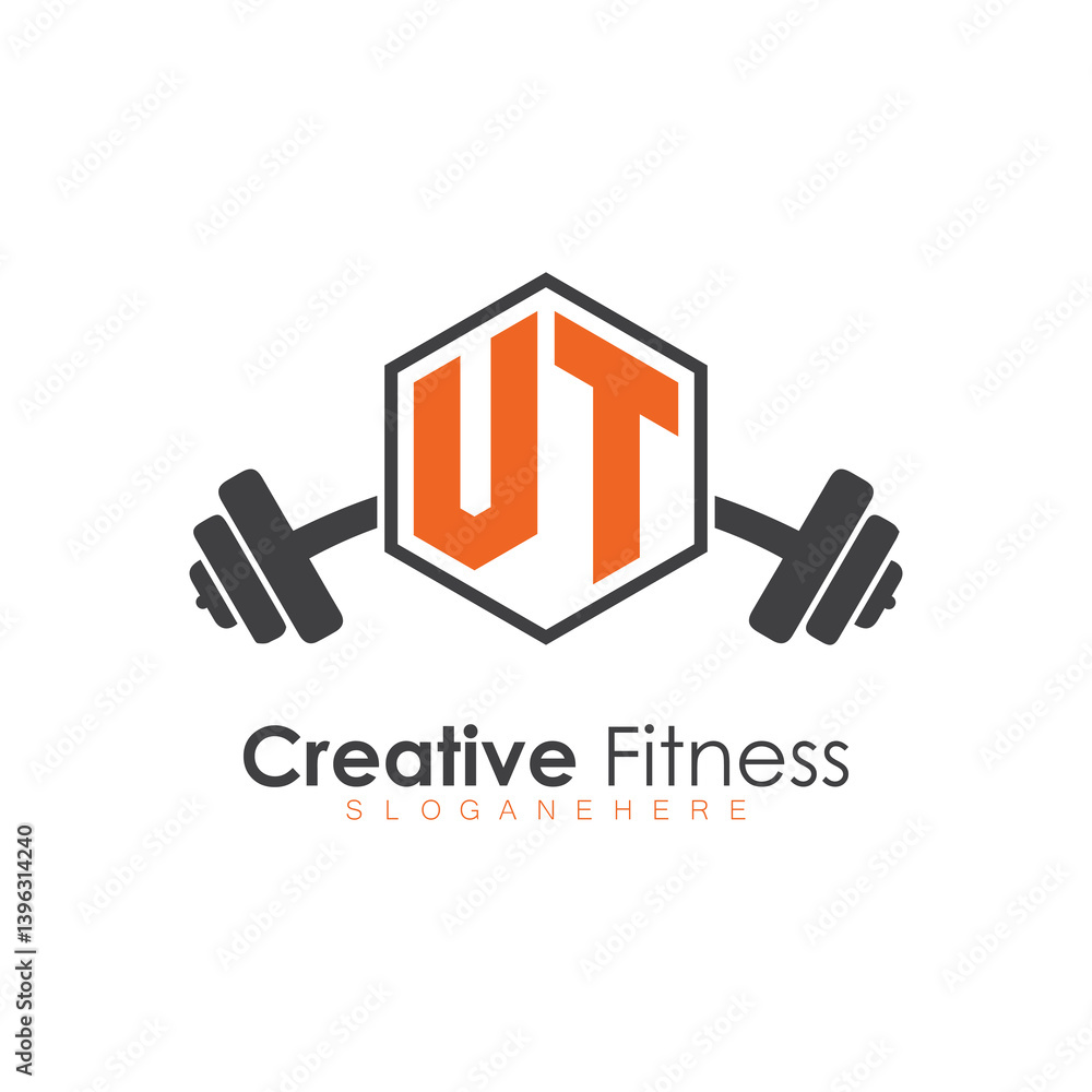 Obraz premium initial monogram for Fitness logo with Polygon style design